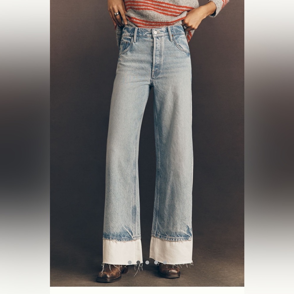 MOTHER Nacho Double Dip High Rise Wide Leg Jeans Deep Fried Color - Picture 2 of 13